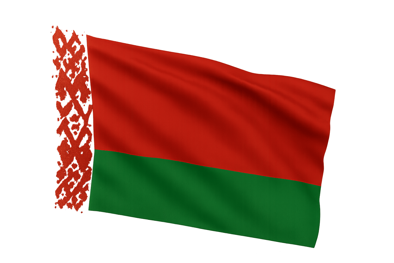 Waving Fabric Flag of Belarus Transparent Background