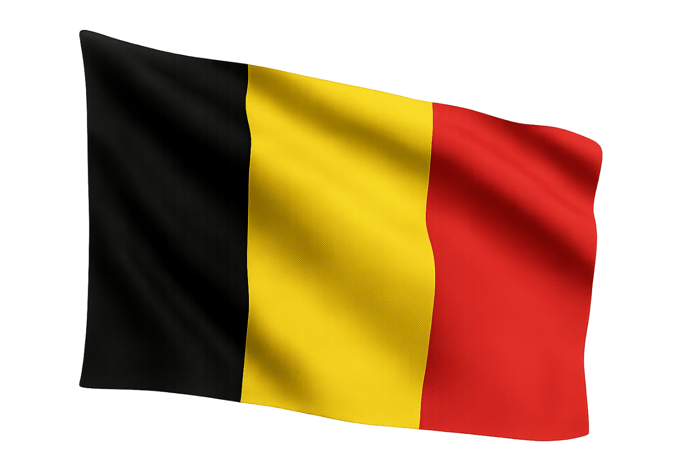 Waving Fabric Flag of Belgium, Transparent Background