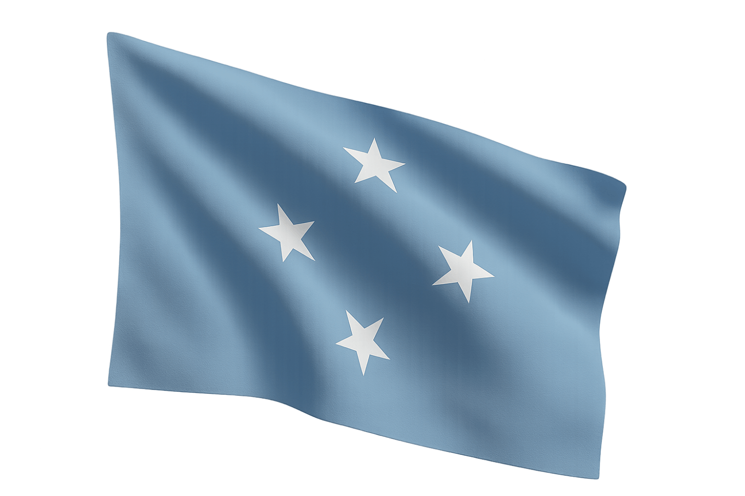 Waving Fabric Micronesia National Flag, Transparent Background