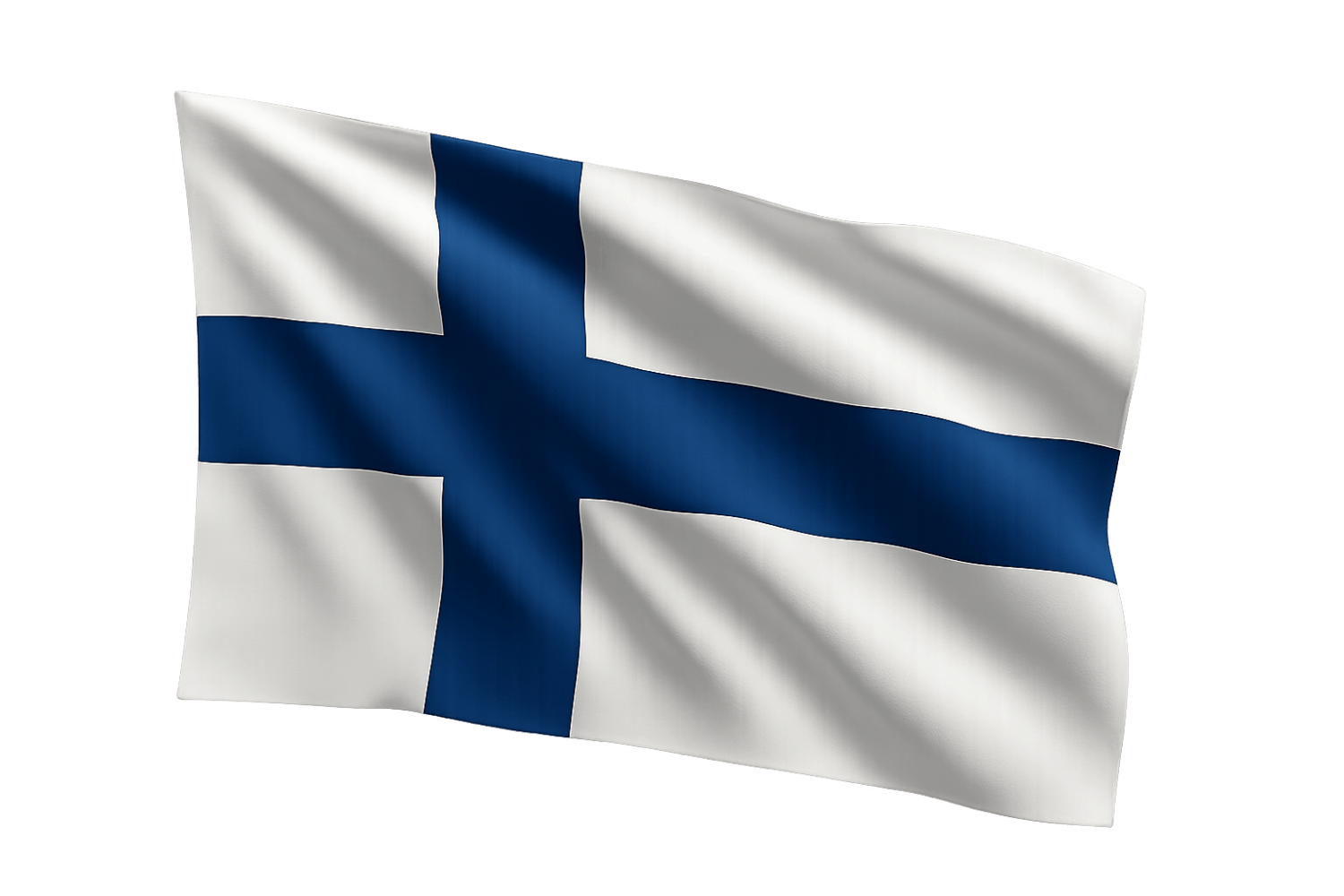 Waving Finland Flag Transparent Background Fabric Texture
