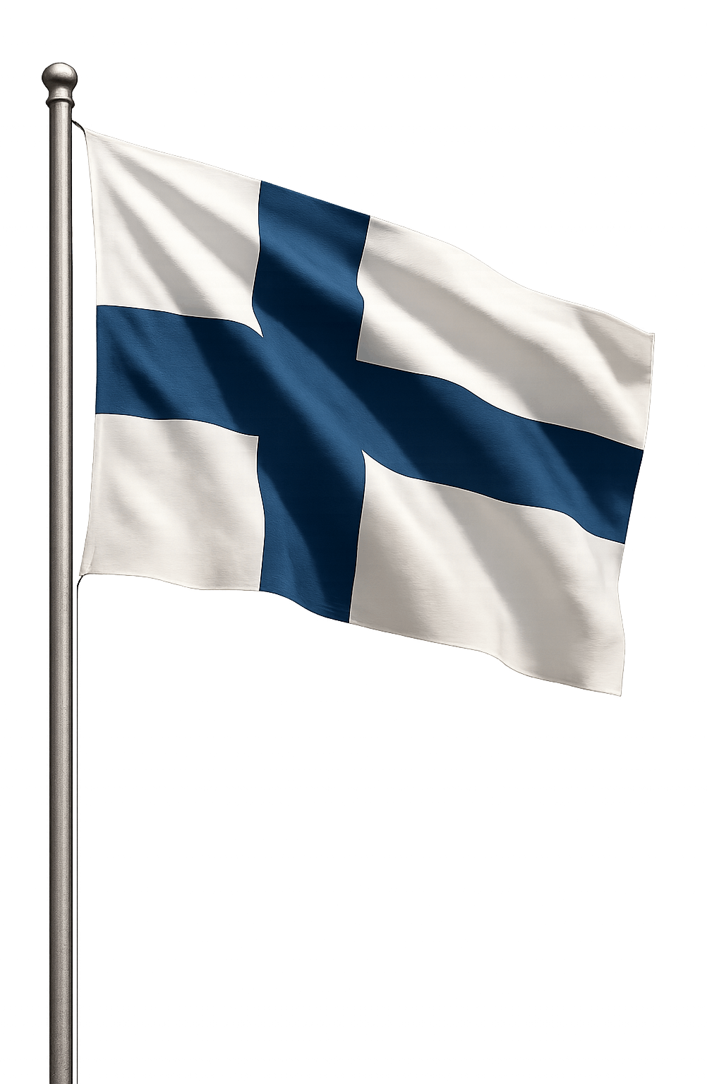Waving Finland Flagpole Transparent Background Realistic