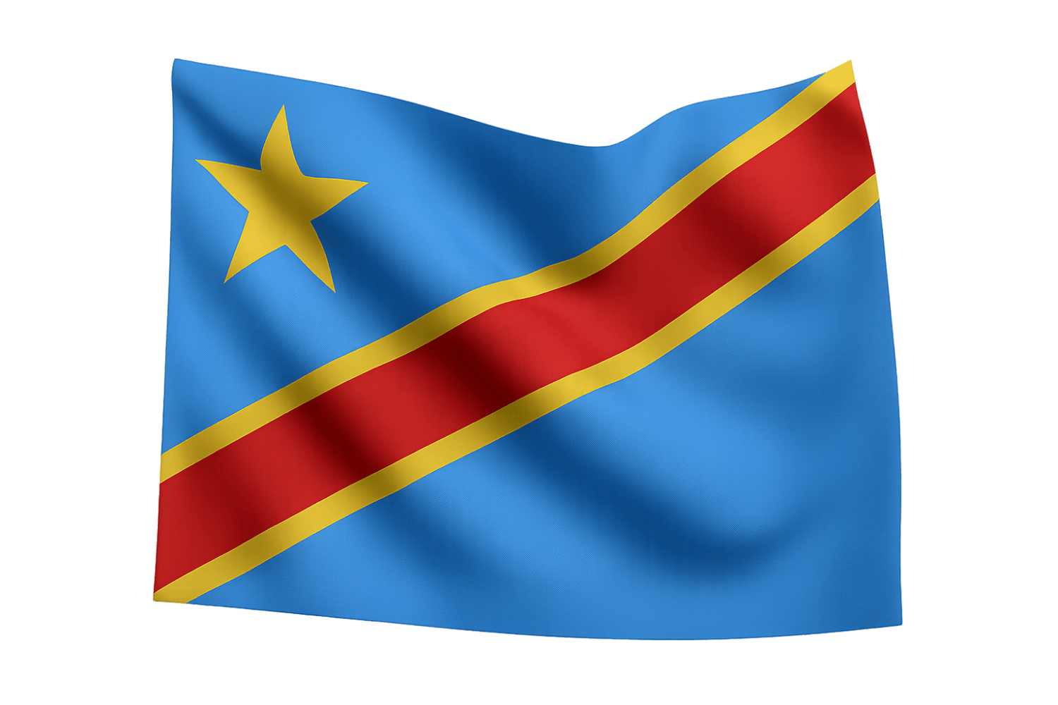 Waving Flag of Democratic Republic Congo, transparent background