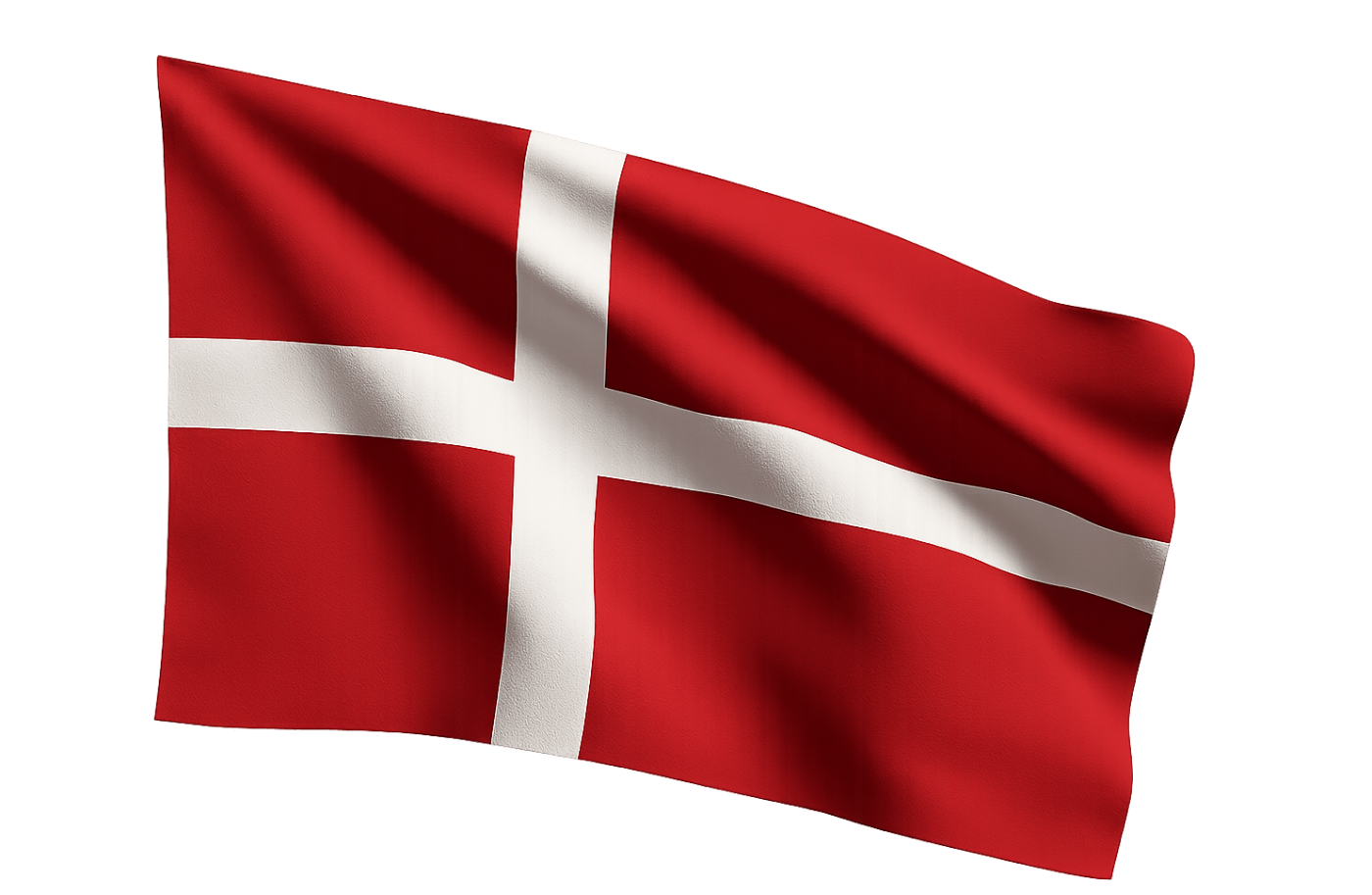 Waving Flag of Denmark, transparent background