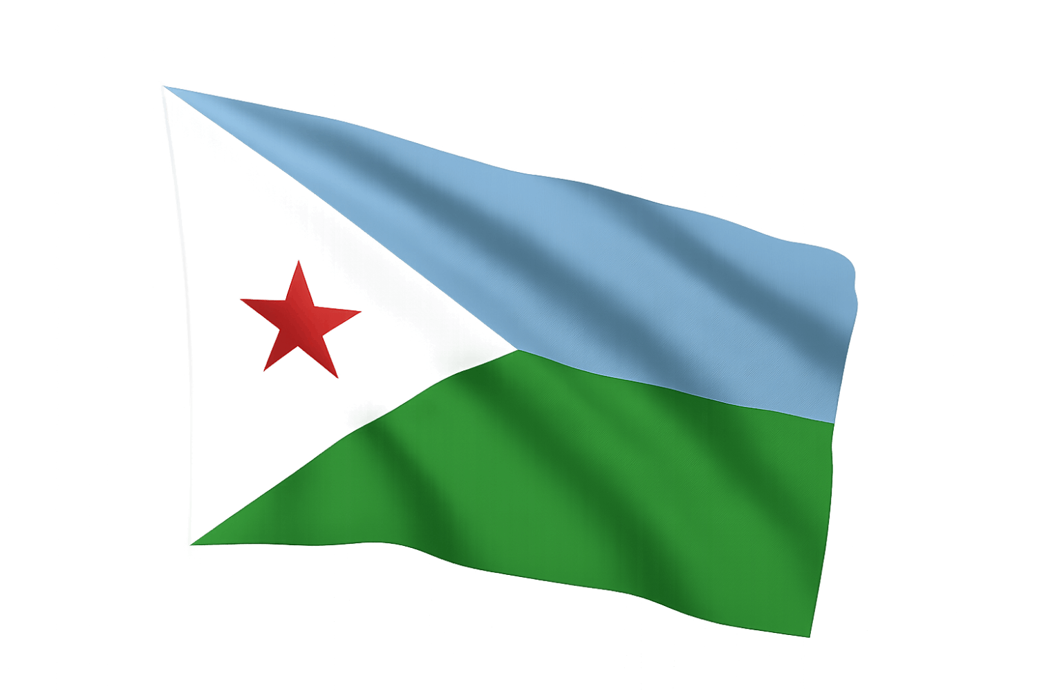 Waving Flag of Djibouti, transparent background