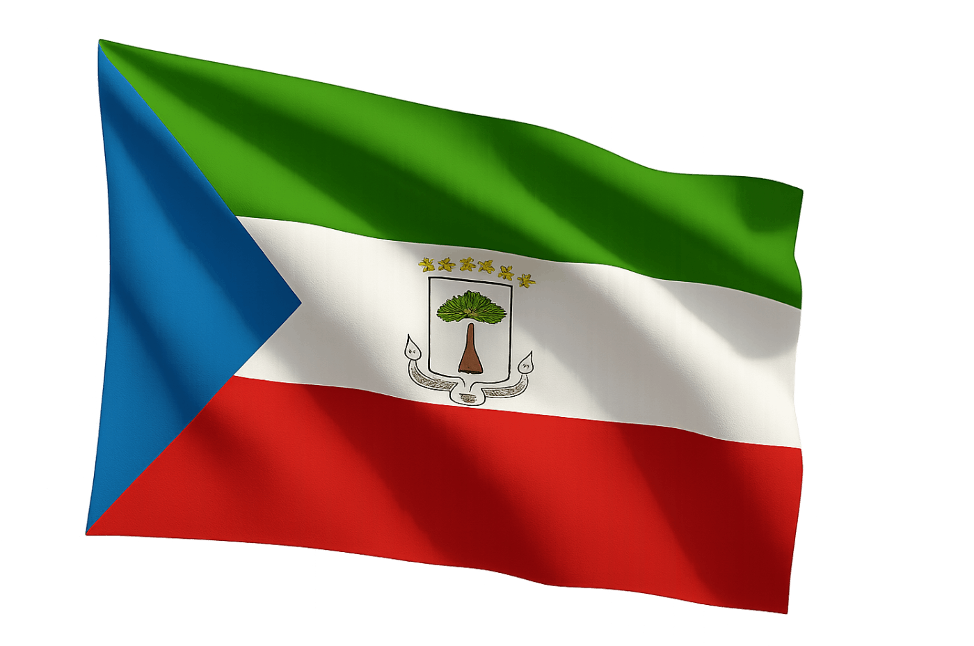 Waving Flag of Equatorial Guinea Transparent Background