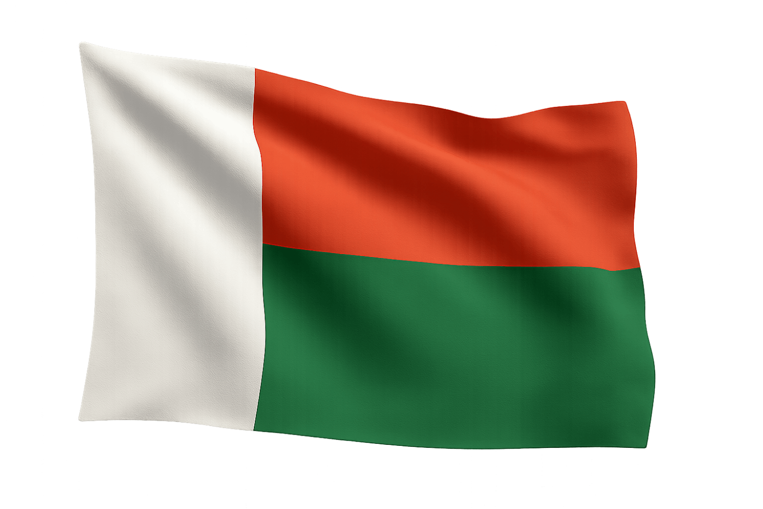 Waving Flag of Madagascar, transparent background