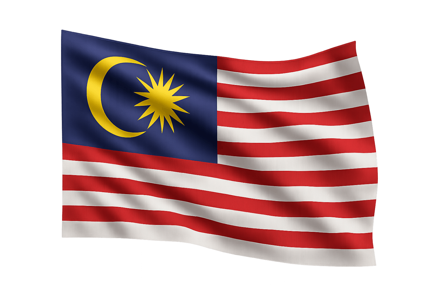 Waving Flag of Malaysia, transparent background