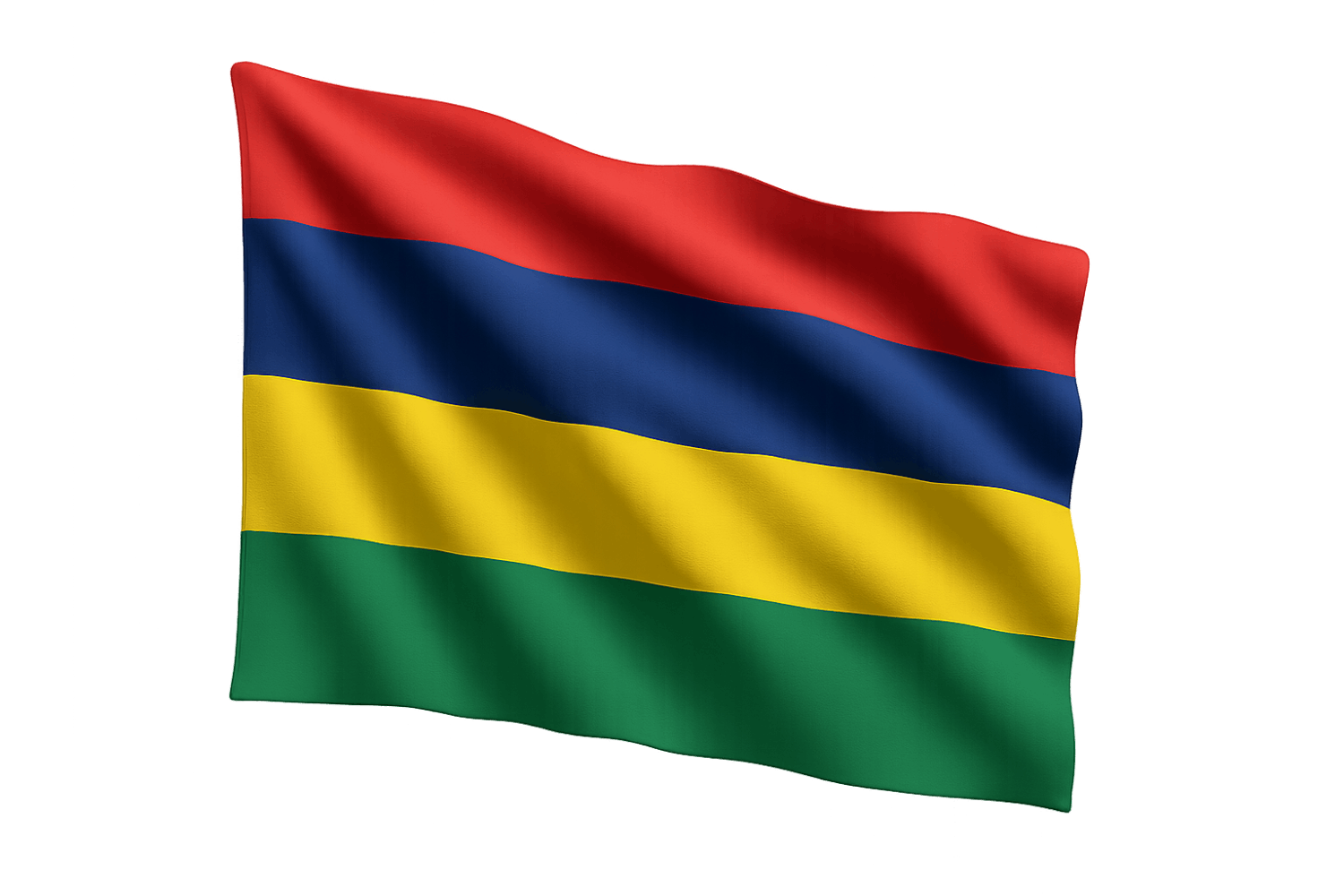 Waving Flag of Mauritius, transparent background
