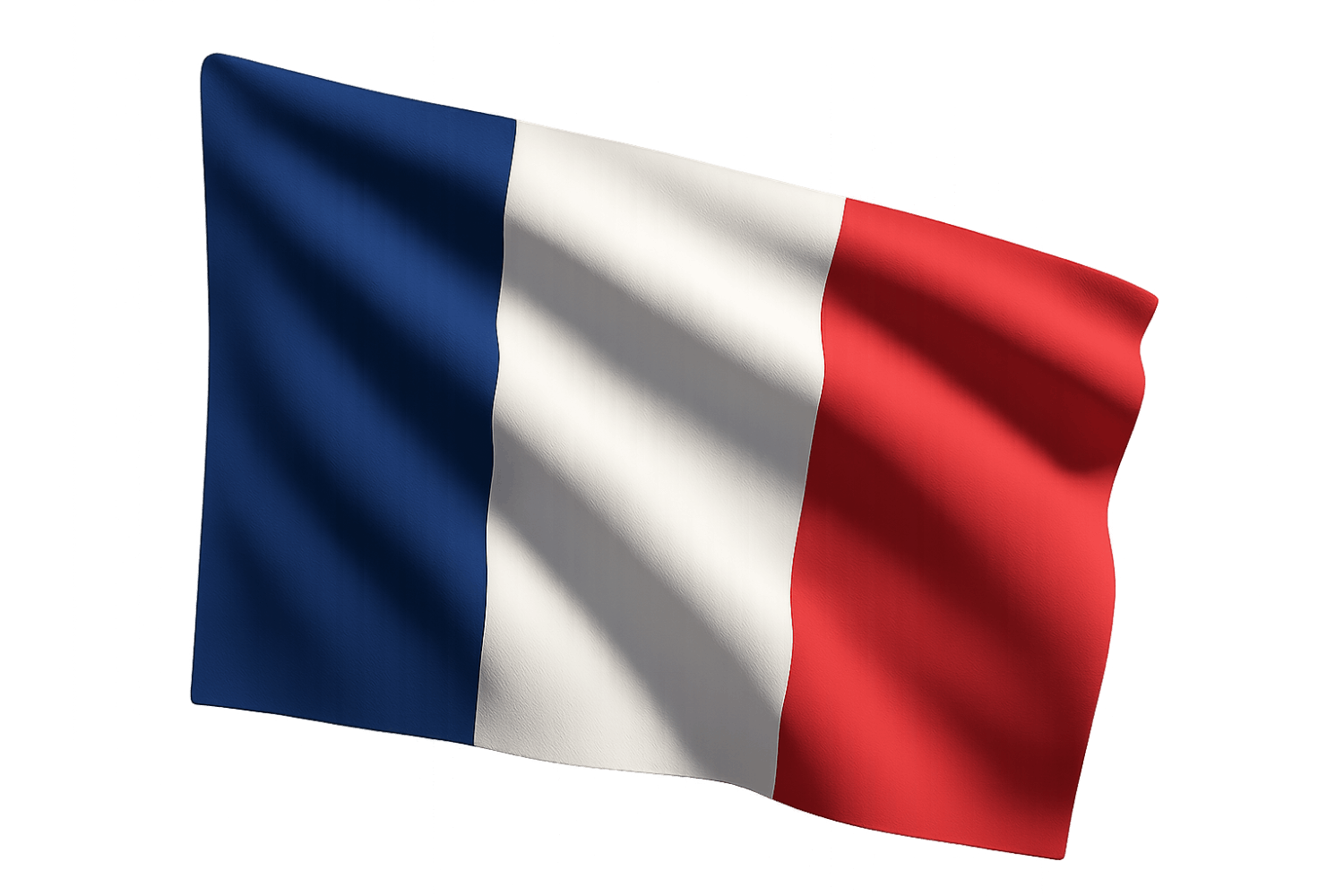 Waving France Flag Transparent Background Fabric Texture