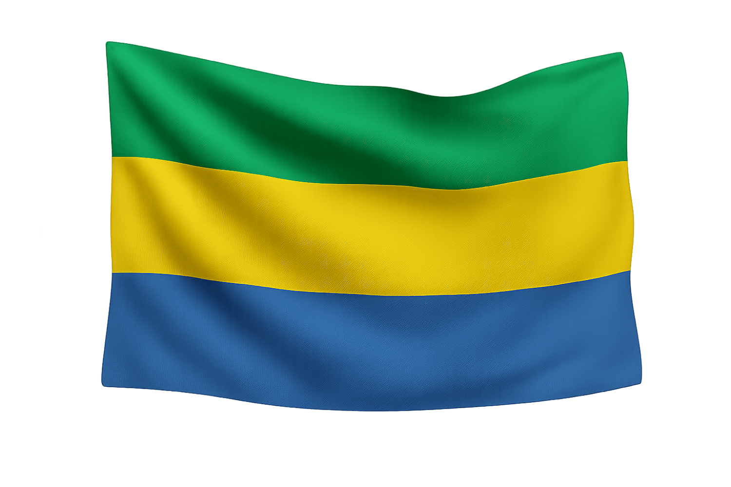 Waving Gabon Flag Transparent Background Fabric Texture