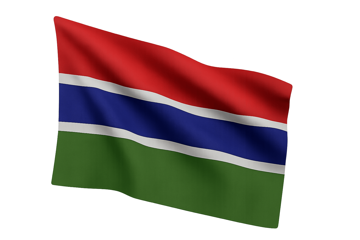 Waving Gambia Flag Transparent Background Fabric Texture