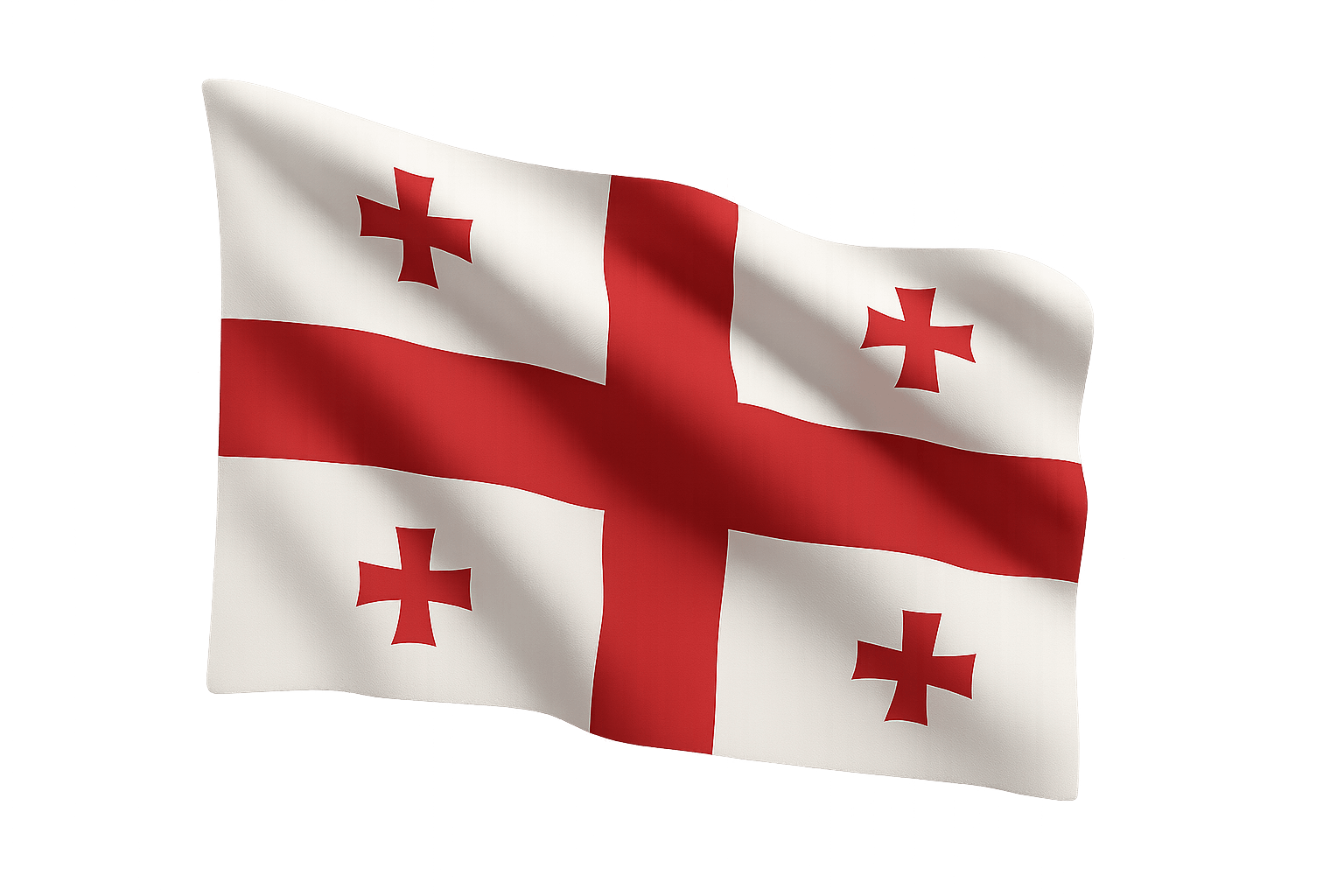 Waving Georgia Flag Transparent Background Fabric Texture