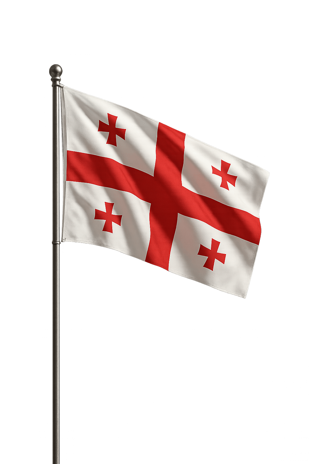 Waving Georgia Flagpole Transparent Background Realistic