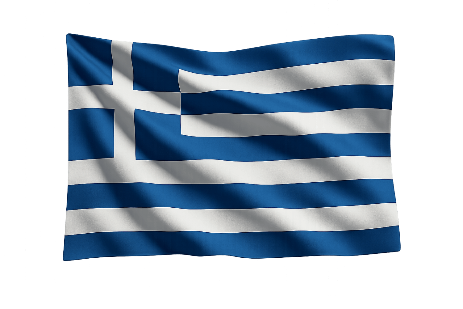 Waving Greece Flag on Transparent Background