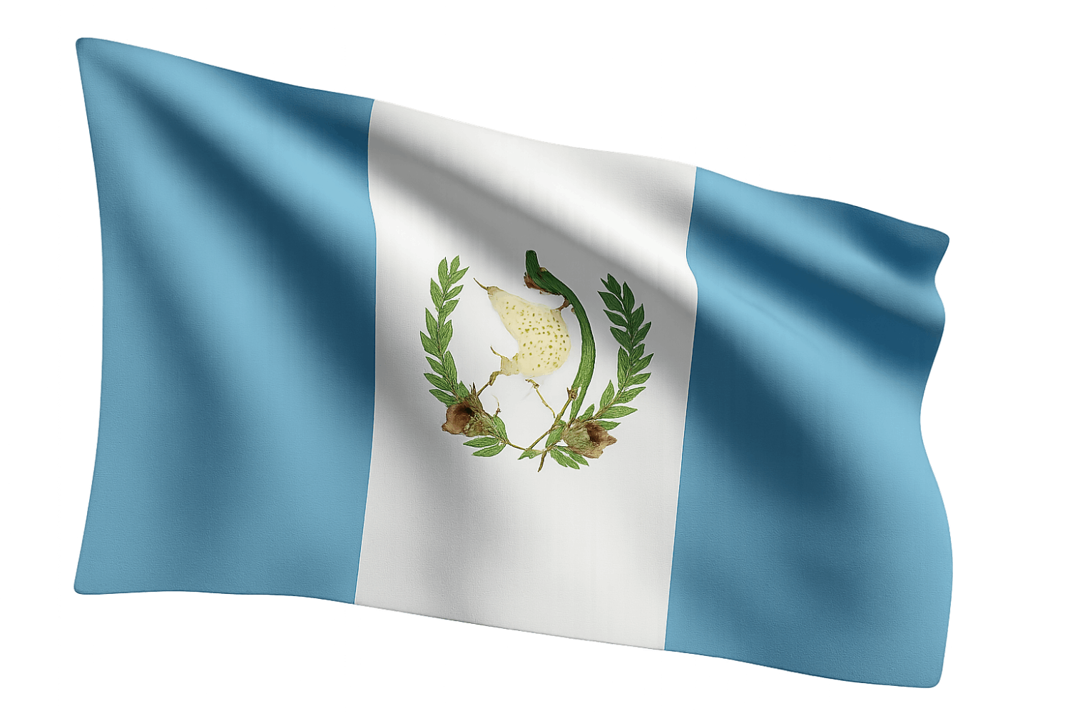 Waving Guatemala Flag on Transparent Background