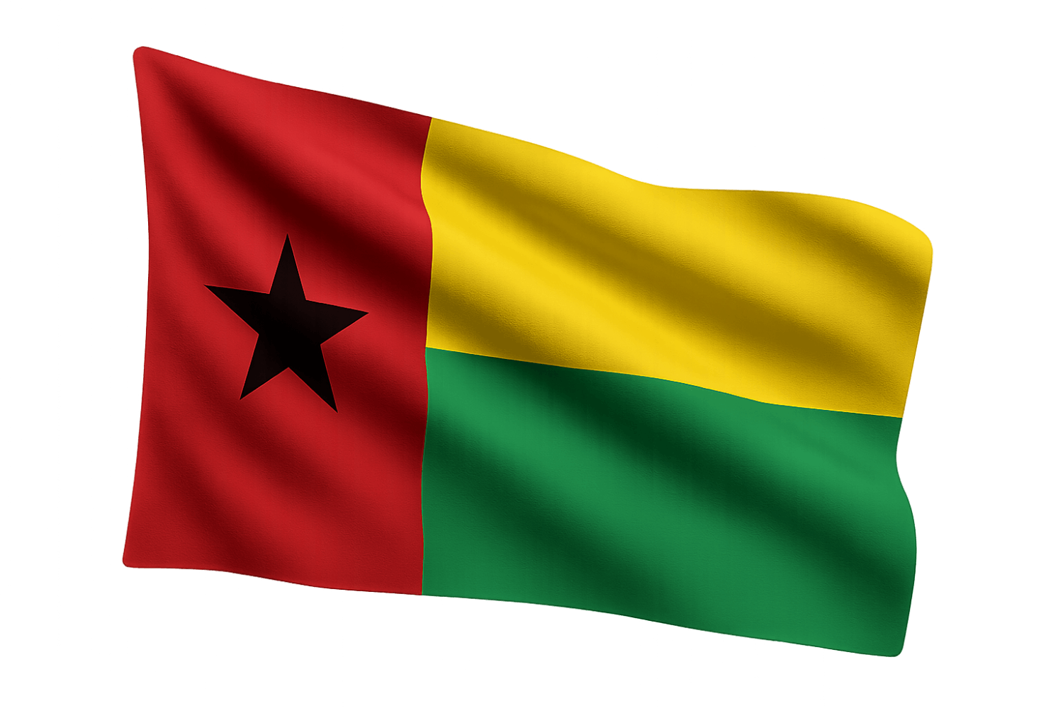 Waving Guinea-Bissau Flag on Transparent Background