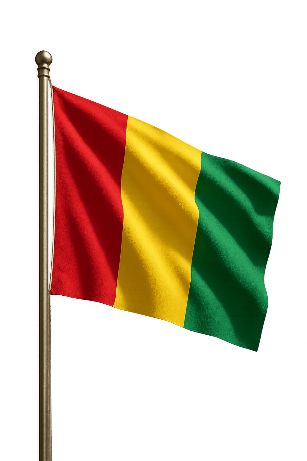 Waving Guinea Flag on Pole Transparent Background