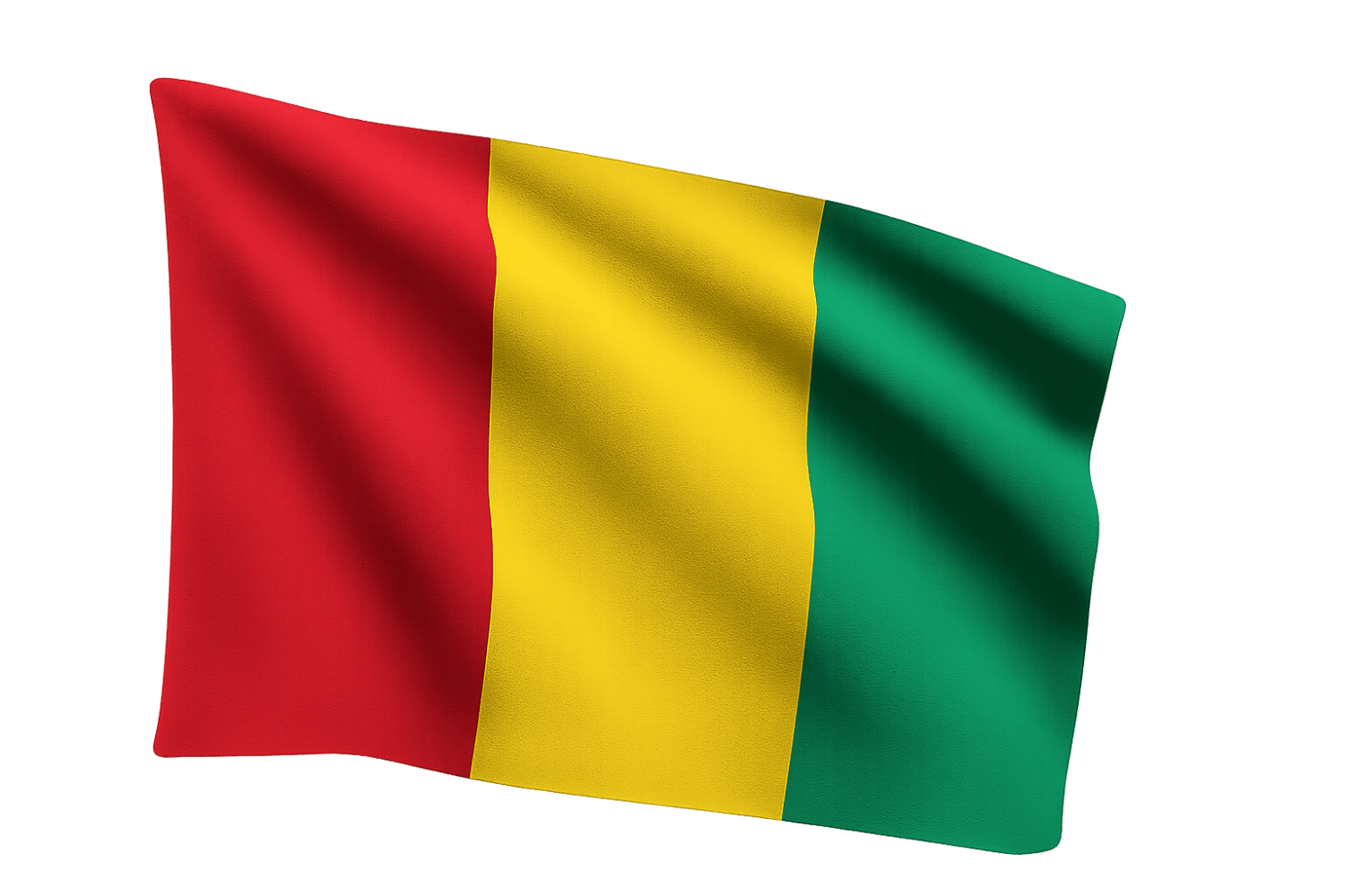 Waving Guinea Flag on Transparent Background