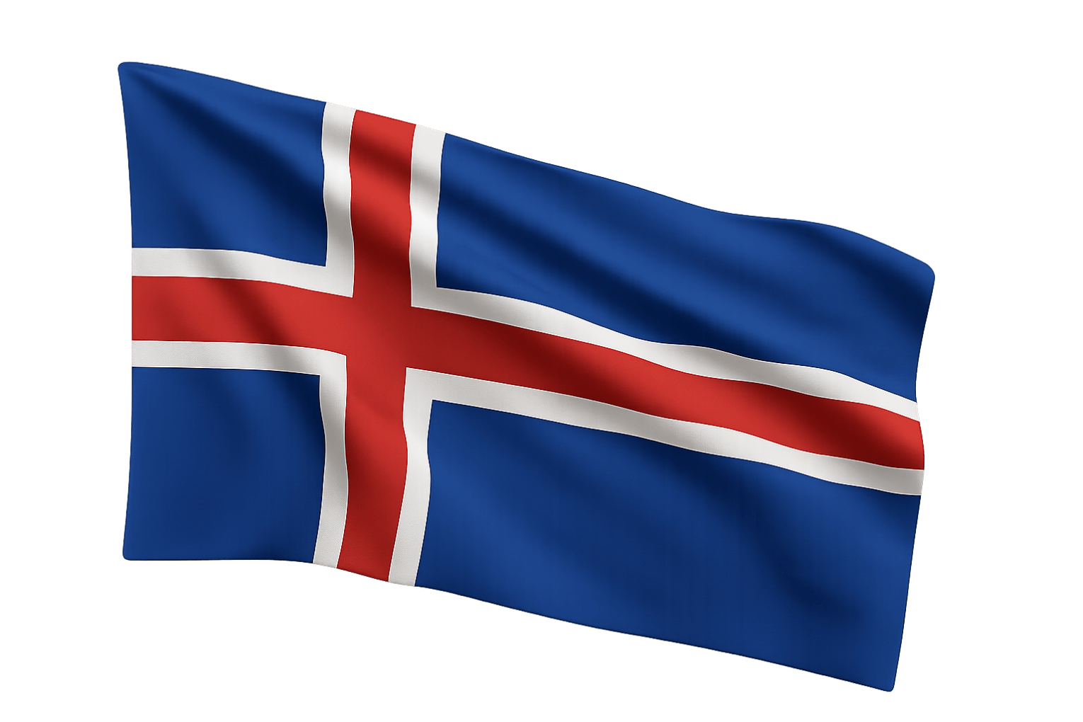 Waving Iceland Flag 3D Transparent Background