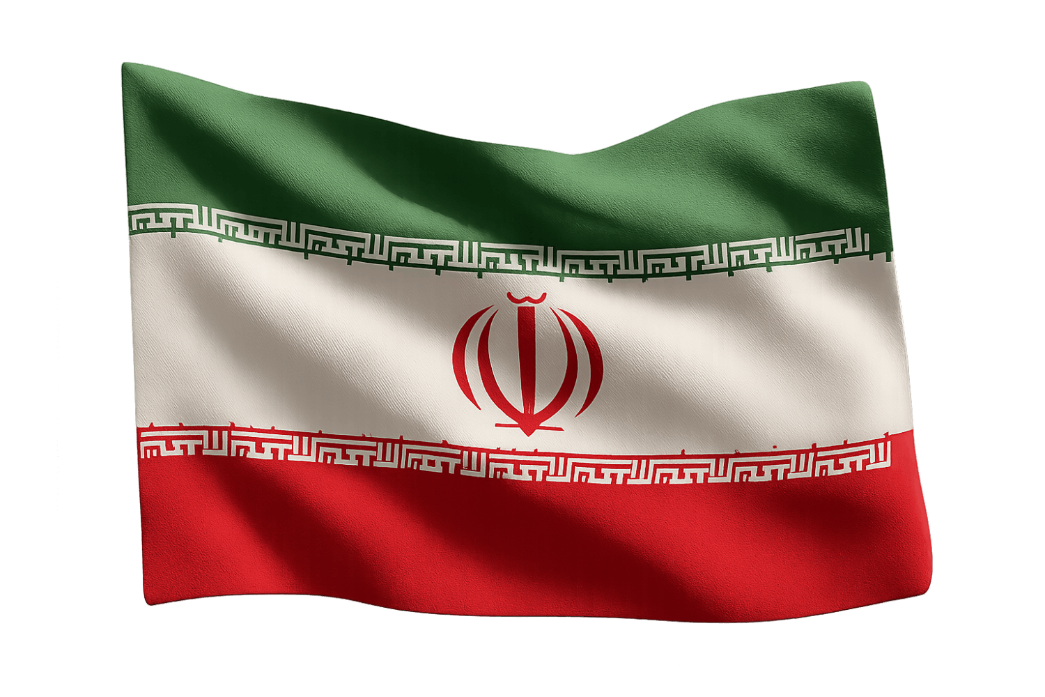 Waving Iranian Flag 3D Transparent Background