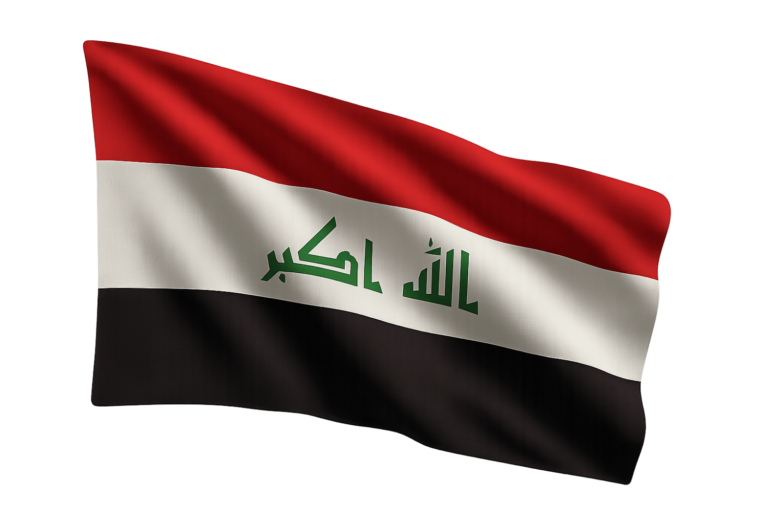 Waving Iraqi Flag 3D Transparent Background