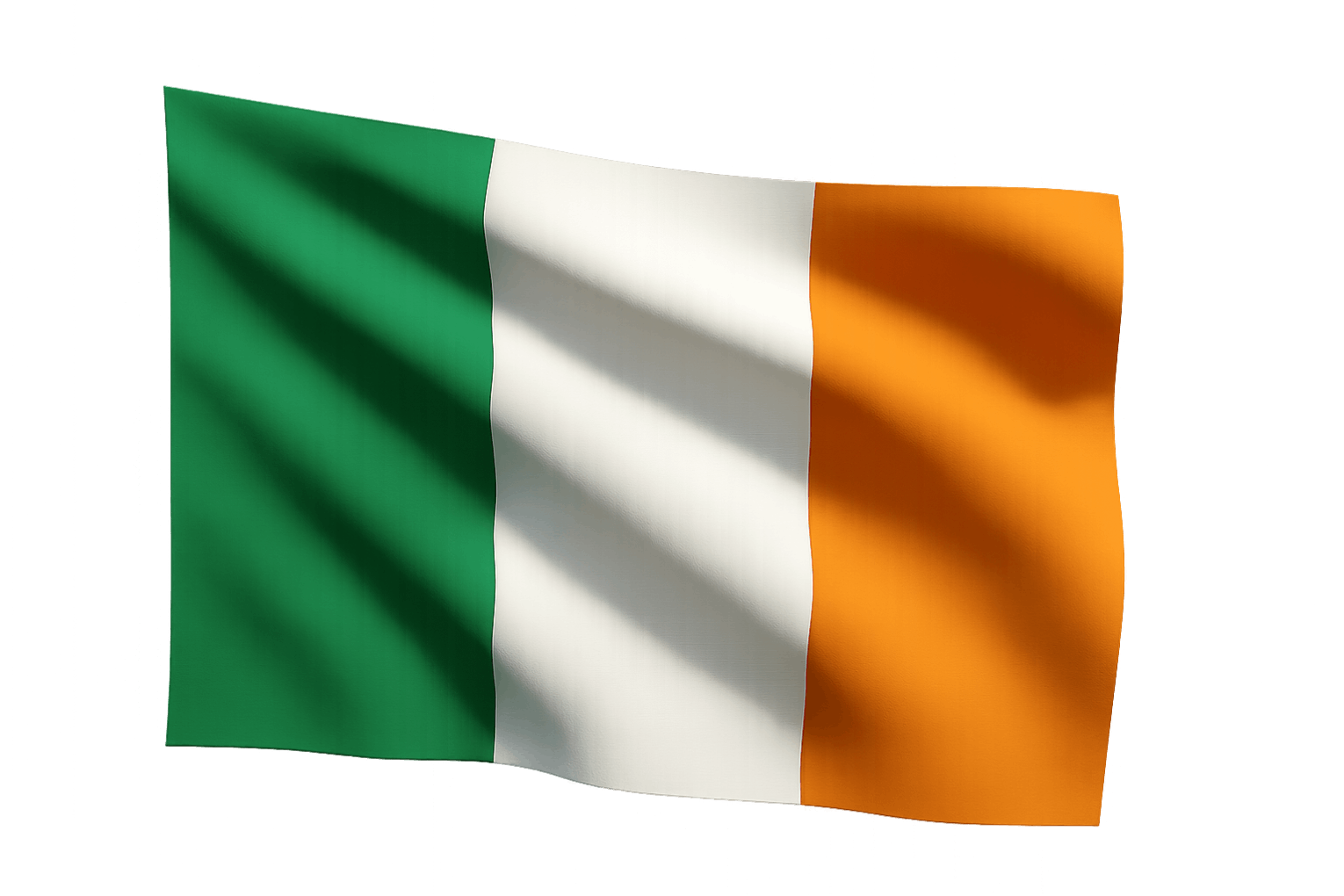 Waving Ireland Flag Fabric Transparent Background