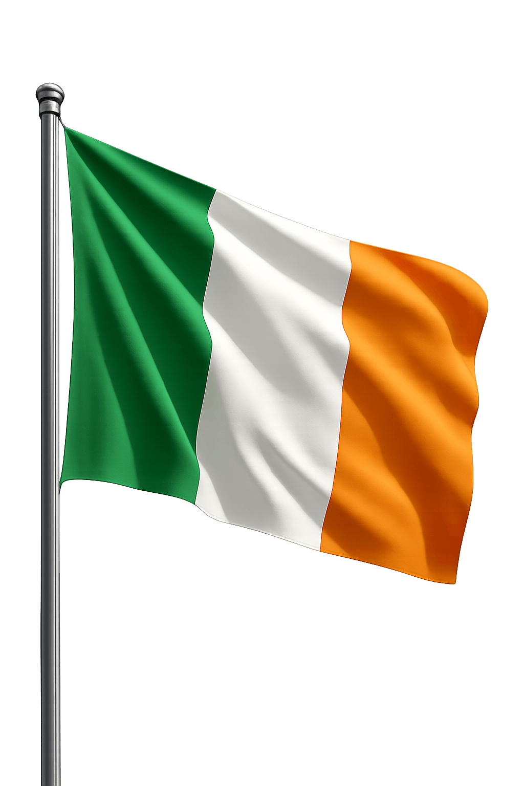 Waving Ireland Flag Pole Transparent Background Photo