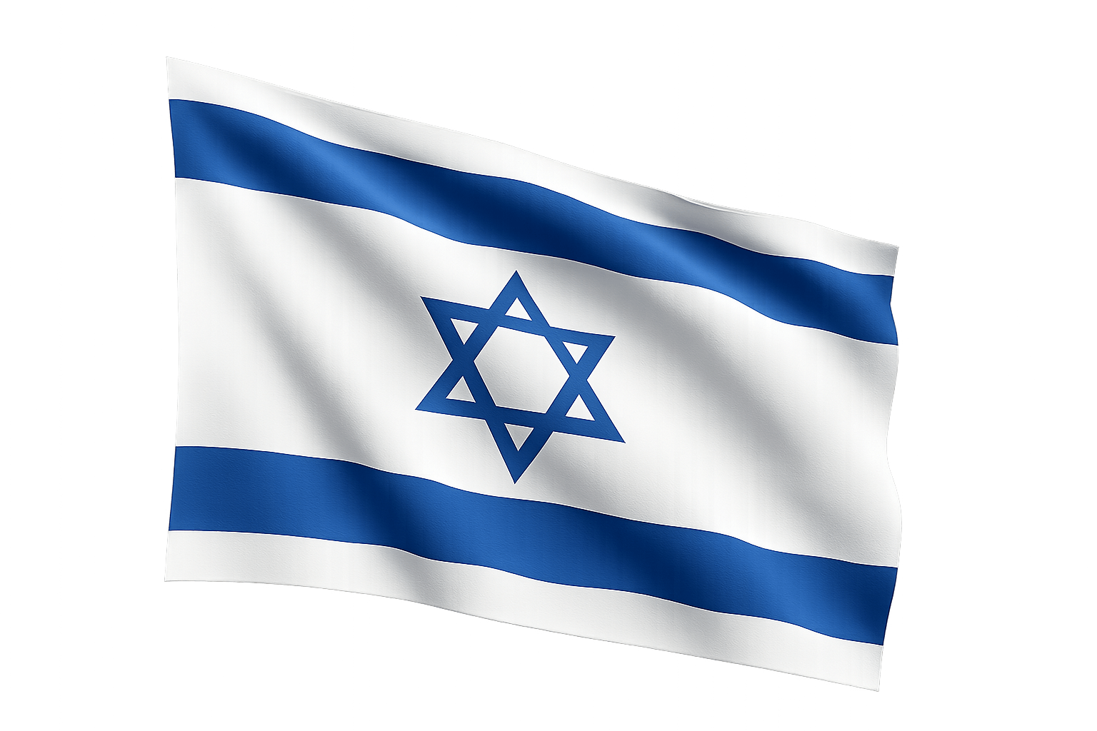 Waving Israel Flag Fabric Transparent Background Photo