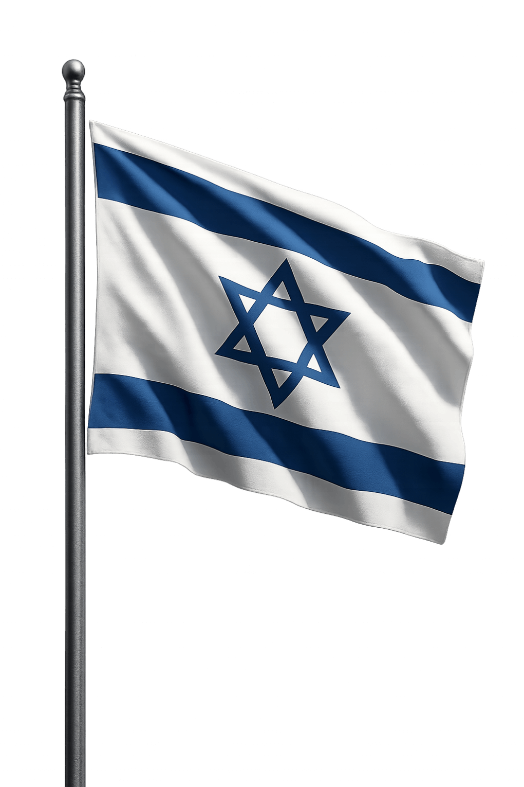 Waving Israel Flag Pole Transparent Background Photo
