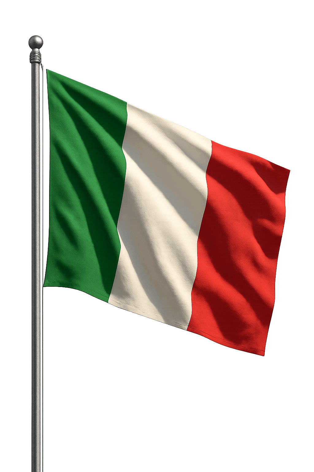 Waving Italy Flag Pole Transparent Background Photo
