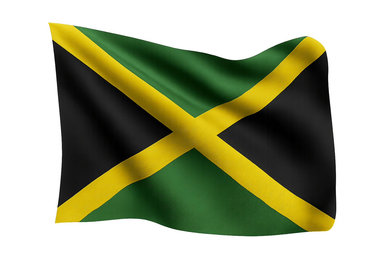 Waving Jamaica Flag Fabric Transparent Background Photo