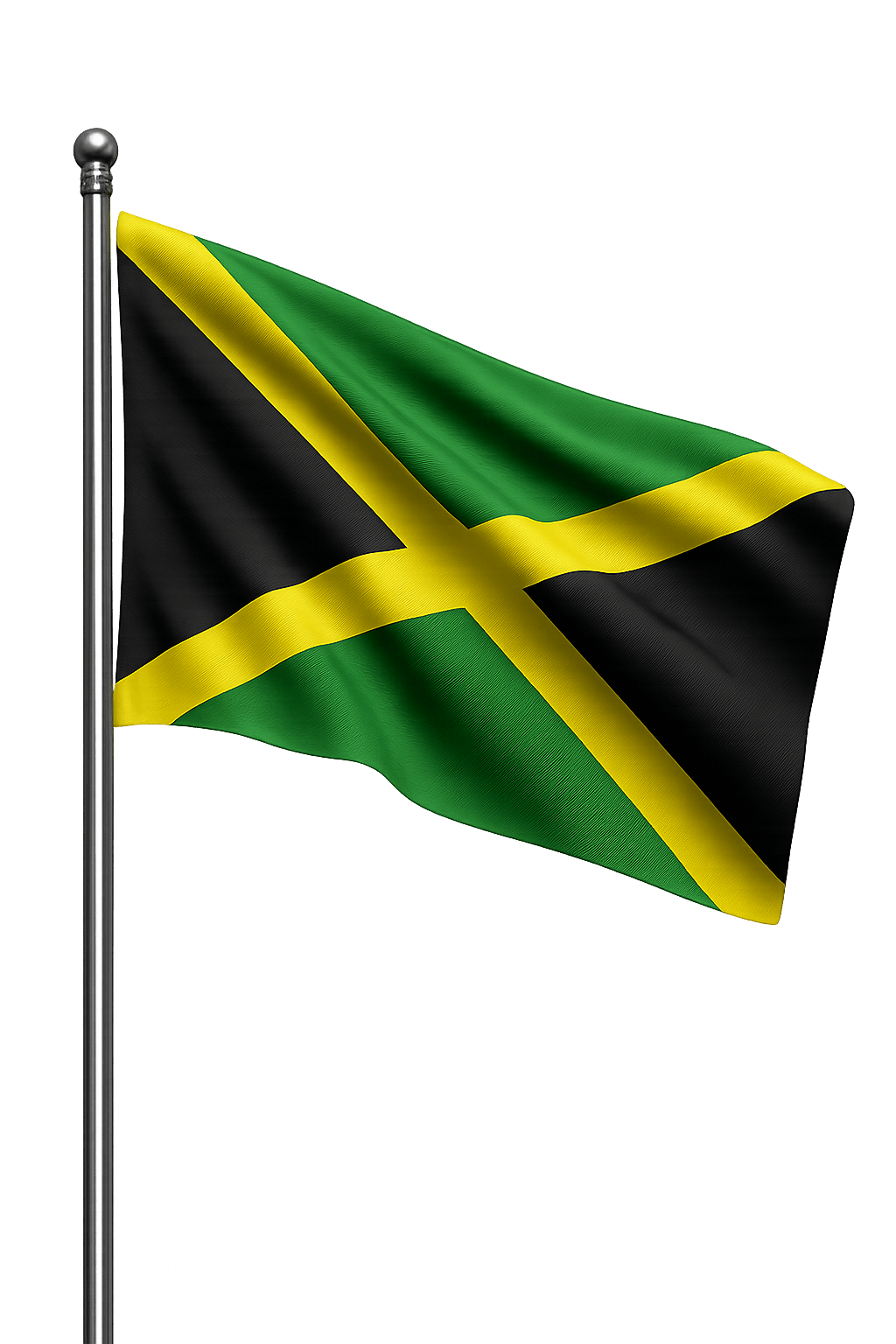 Waving Jamaica Flag Pole Transparent Background Photo