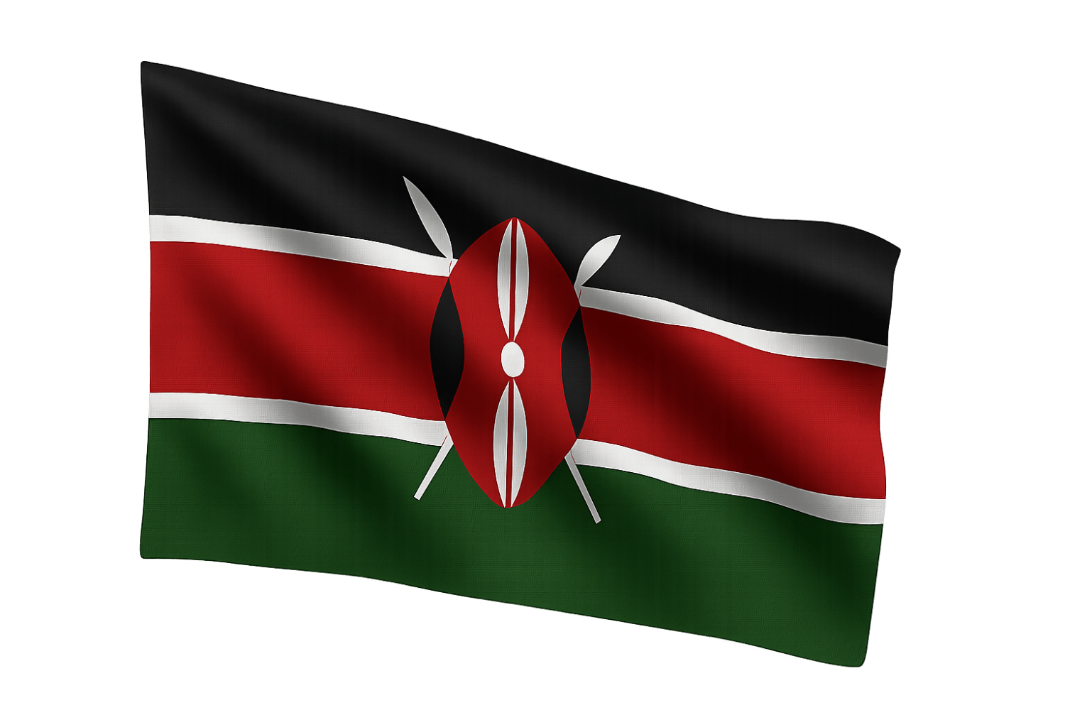 Waving Kenya National Flag Transparent Background Realistic