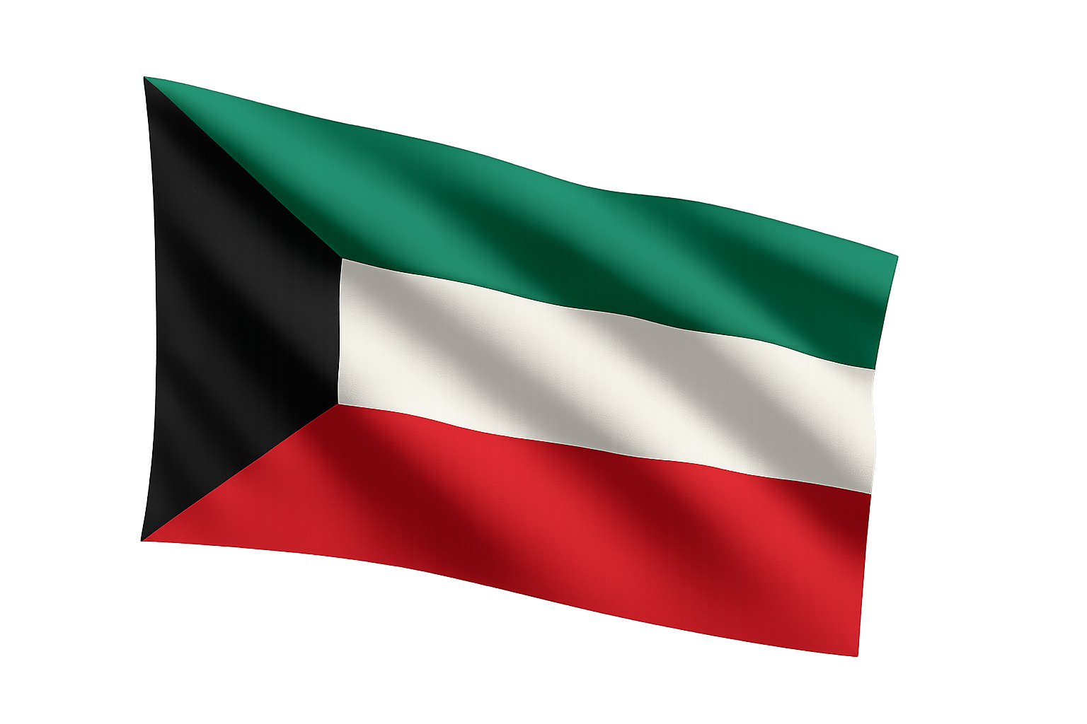 Waving Kuwait National Flag Transparent Background Realistic