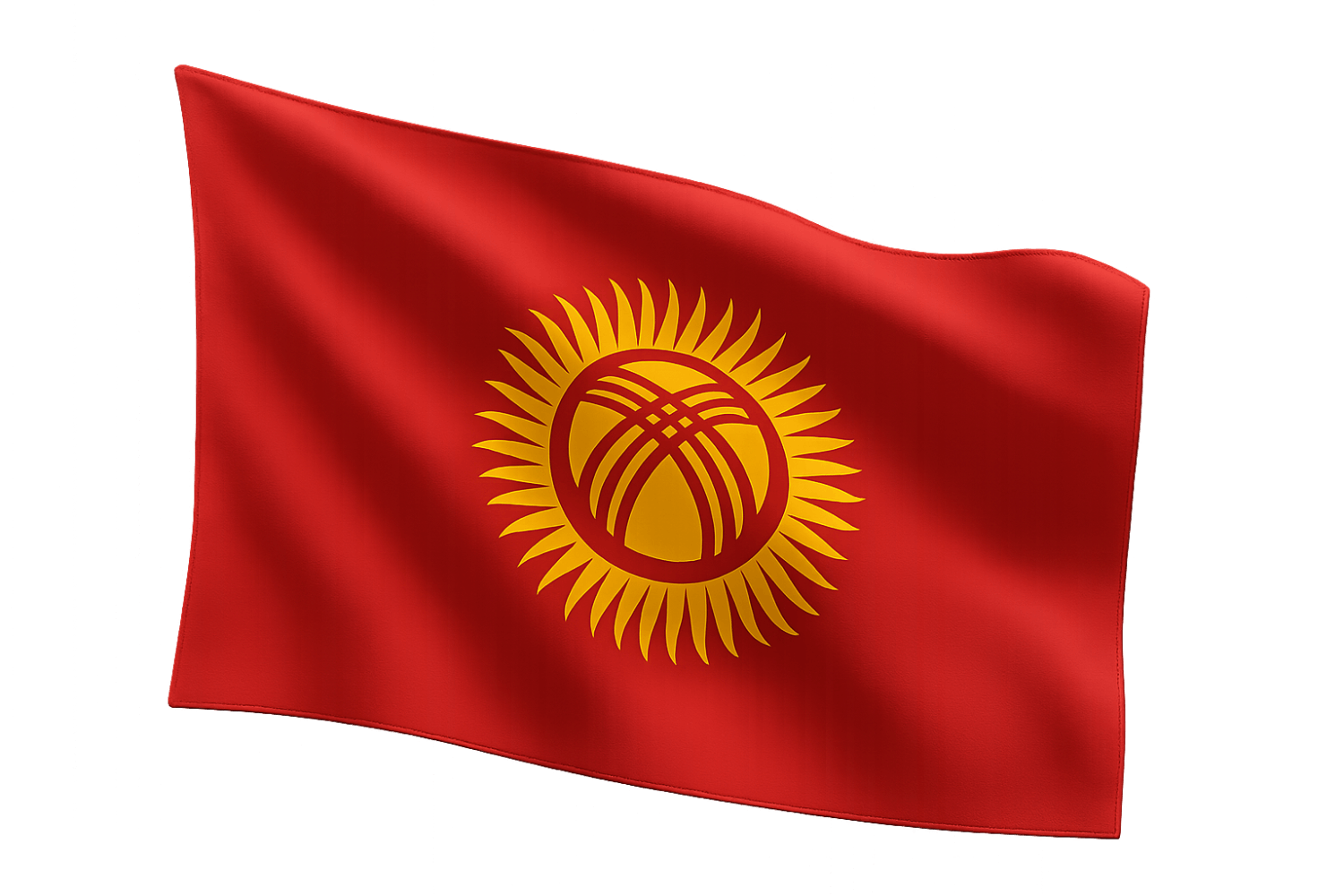 Waving Kyrgyzstan National Flag Transparent Background Realistic