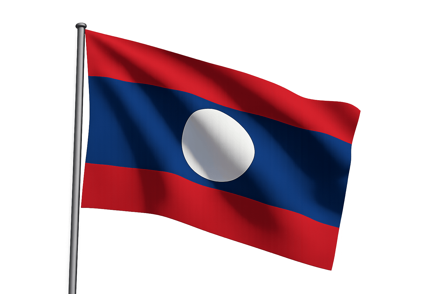 Waving Laos Flag Transparent Background Photo