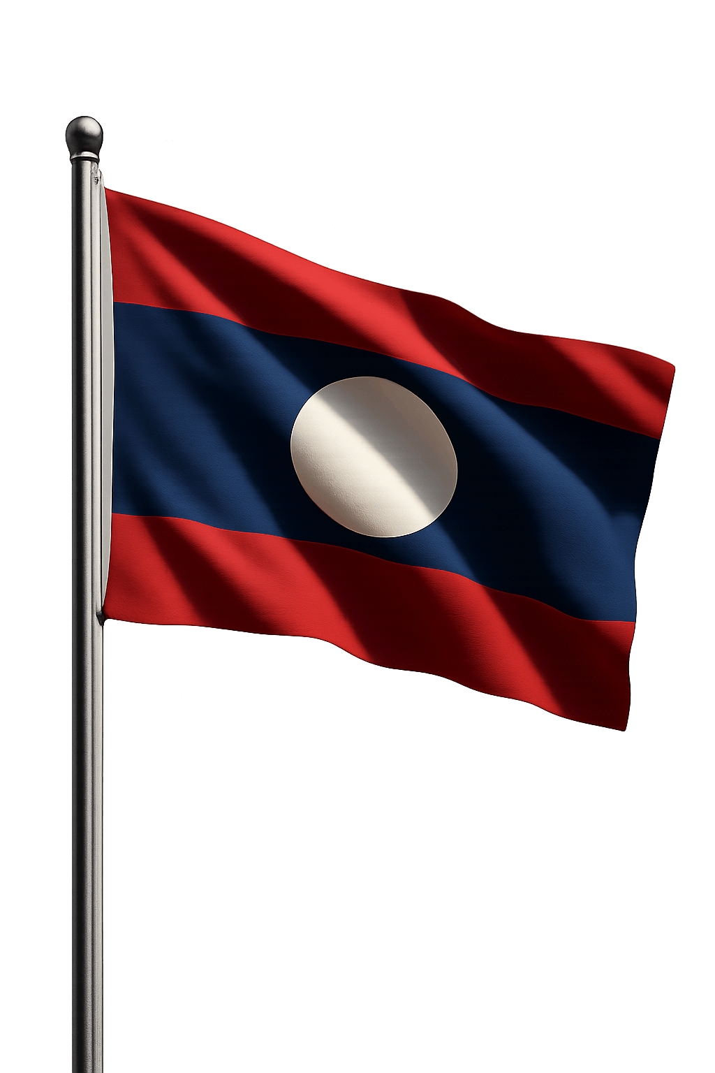Waving Laos Flagpole Transparent Background Image