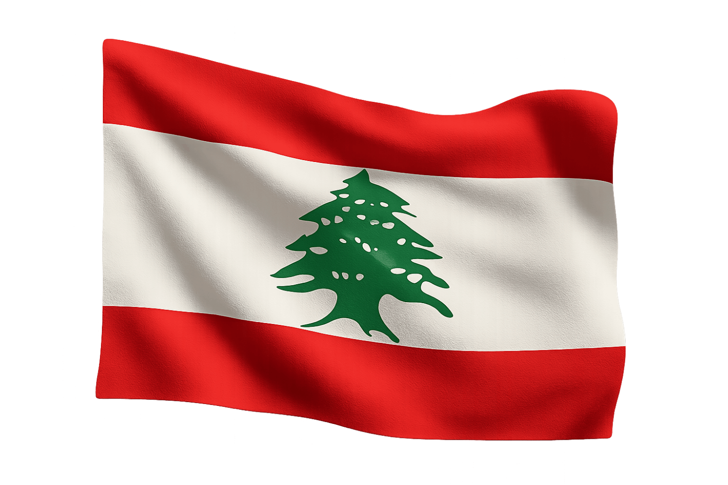Waving Lebanon Flag Fabric Transparent Background