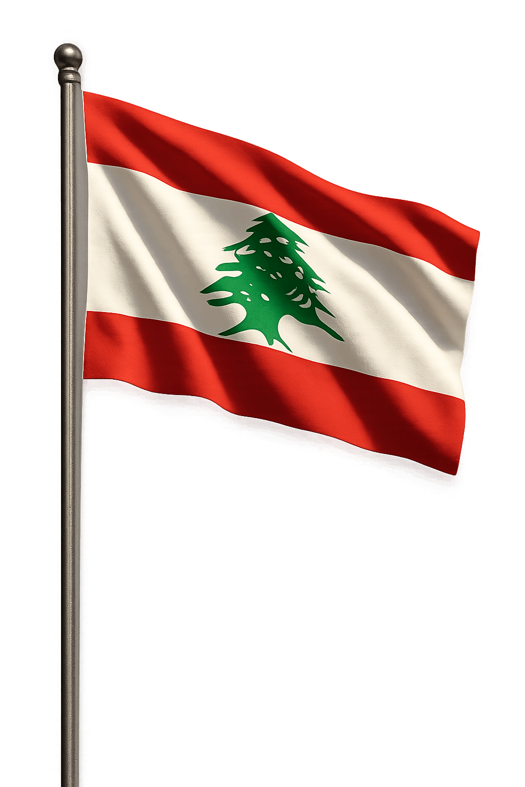 Waving Lebanon Flagpole Transparent Background Image