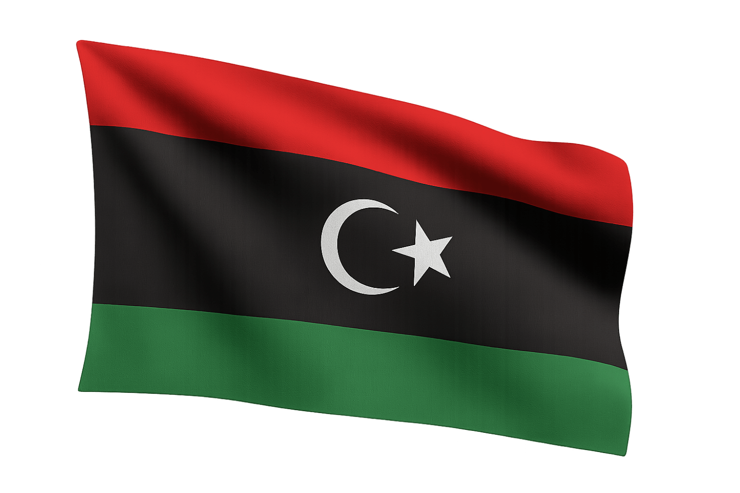 Waving Libya Flag Fabric Transparent Background