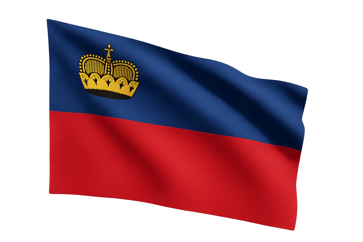 Waving Liechtenstein Flag Fabric Transparent Background