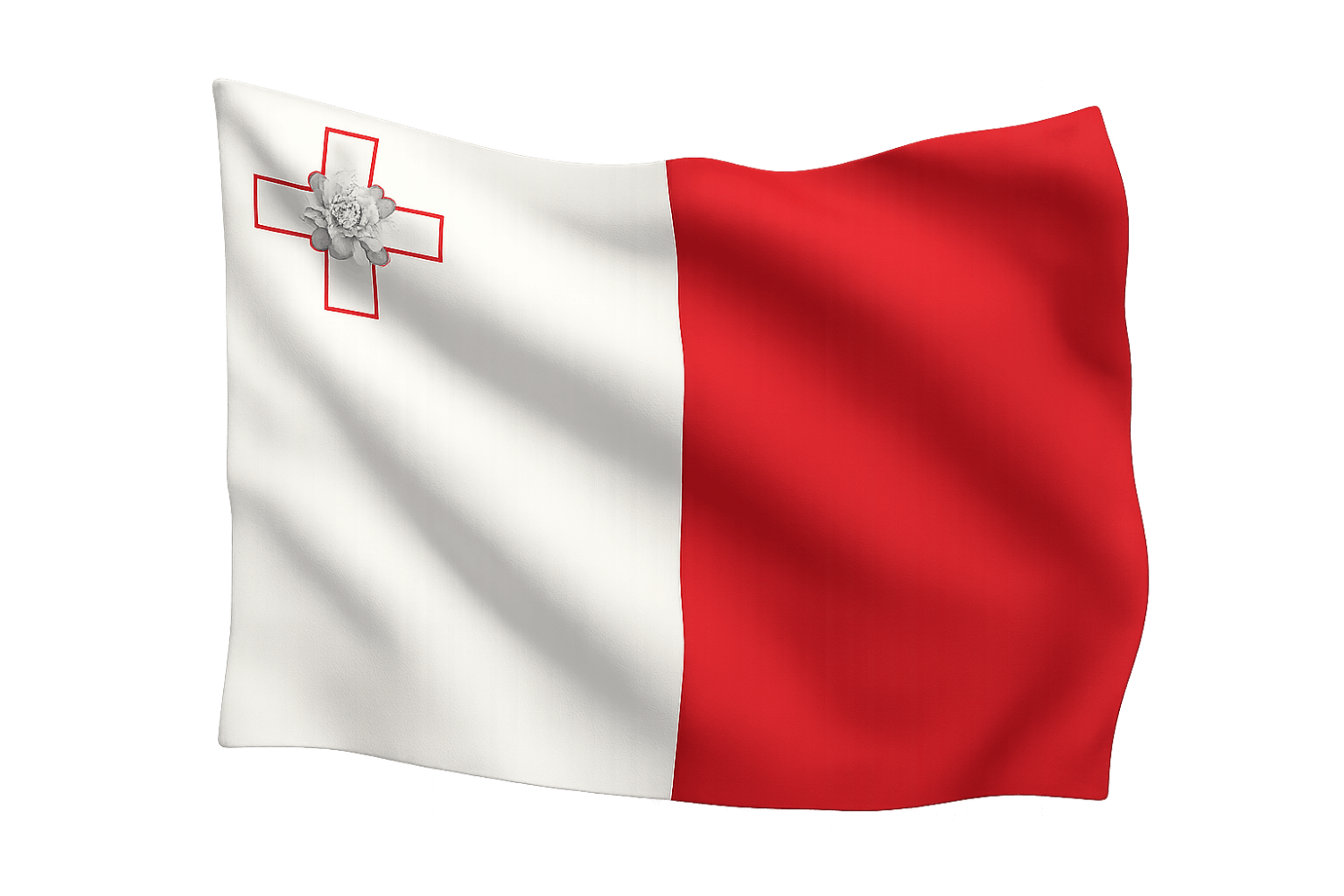 Waving Malta Flag, George Cross, Transparent Background