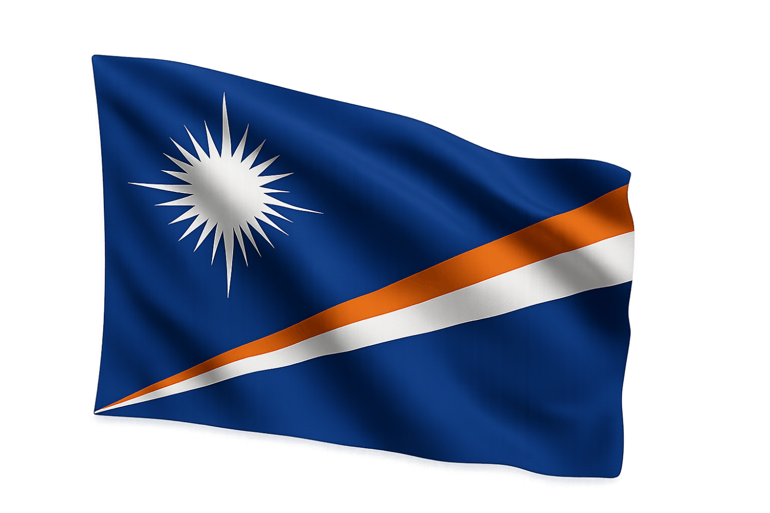 Waving Marshall Islands Flag Realistic, Transparent Background