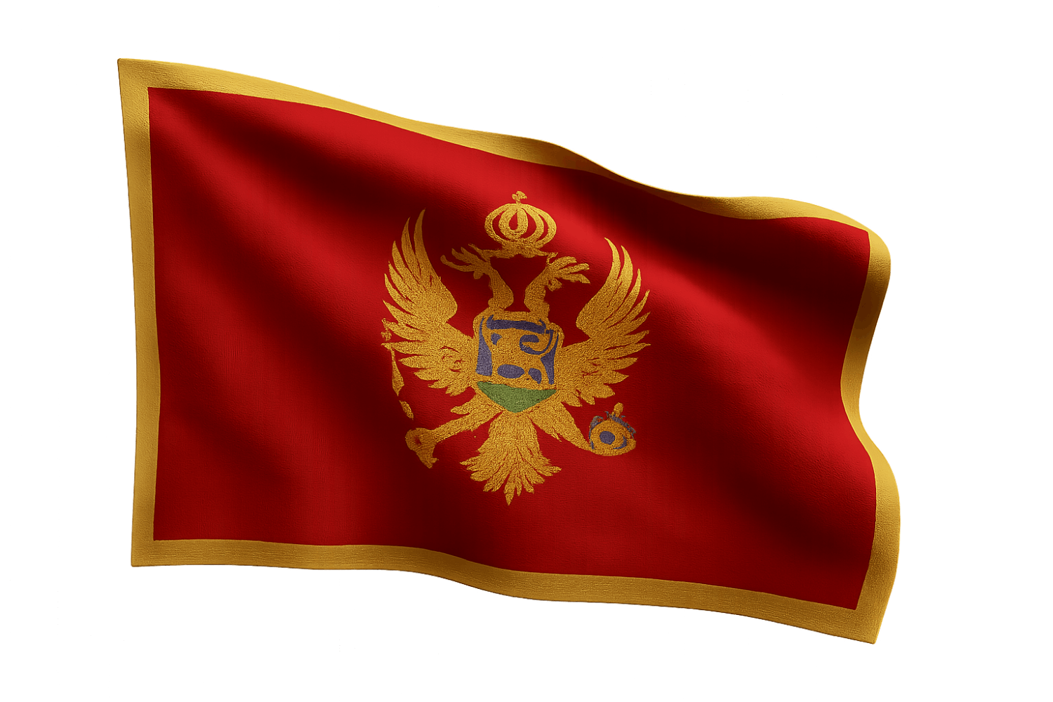 Waving Montenegro Flag Textile Transparent Background