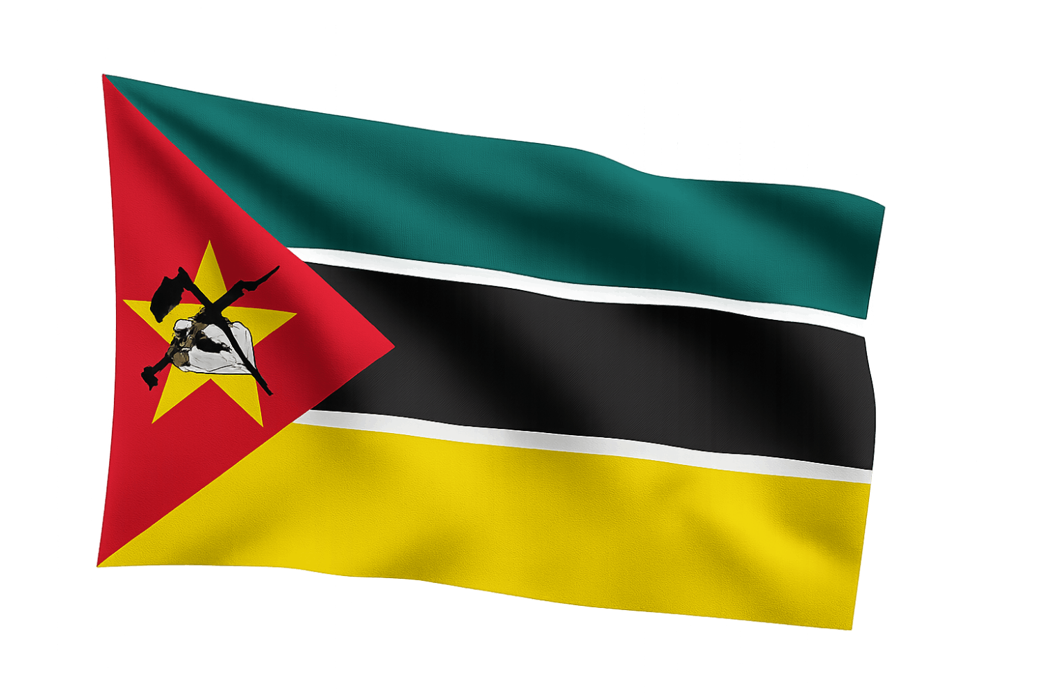 Waving Mozambique Flag Realistic Transparent Background Render