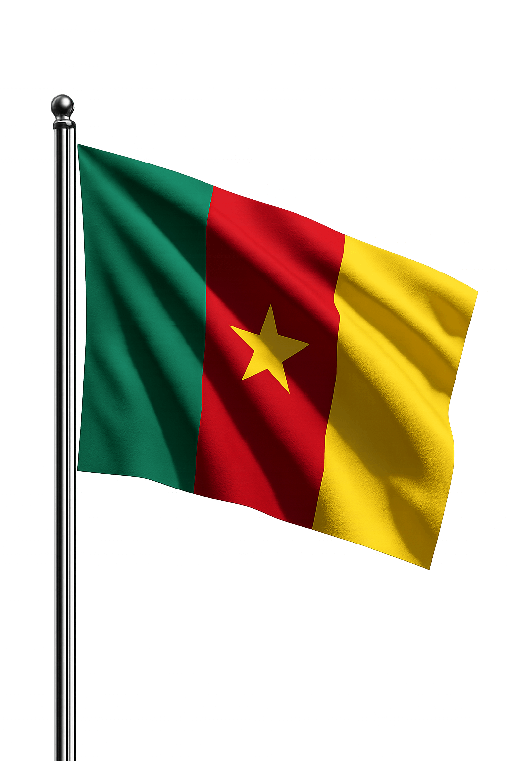 Waving National Flag of Cameroon on Pole