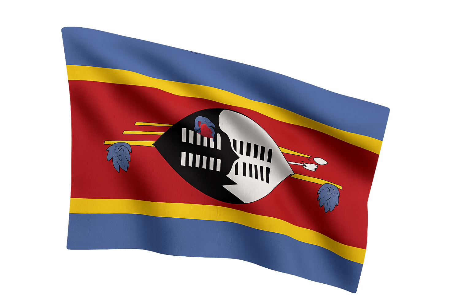 Waving National Flag of Eswatini Transparent Background