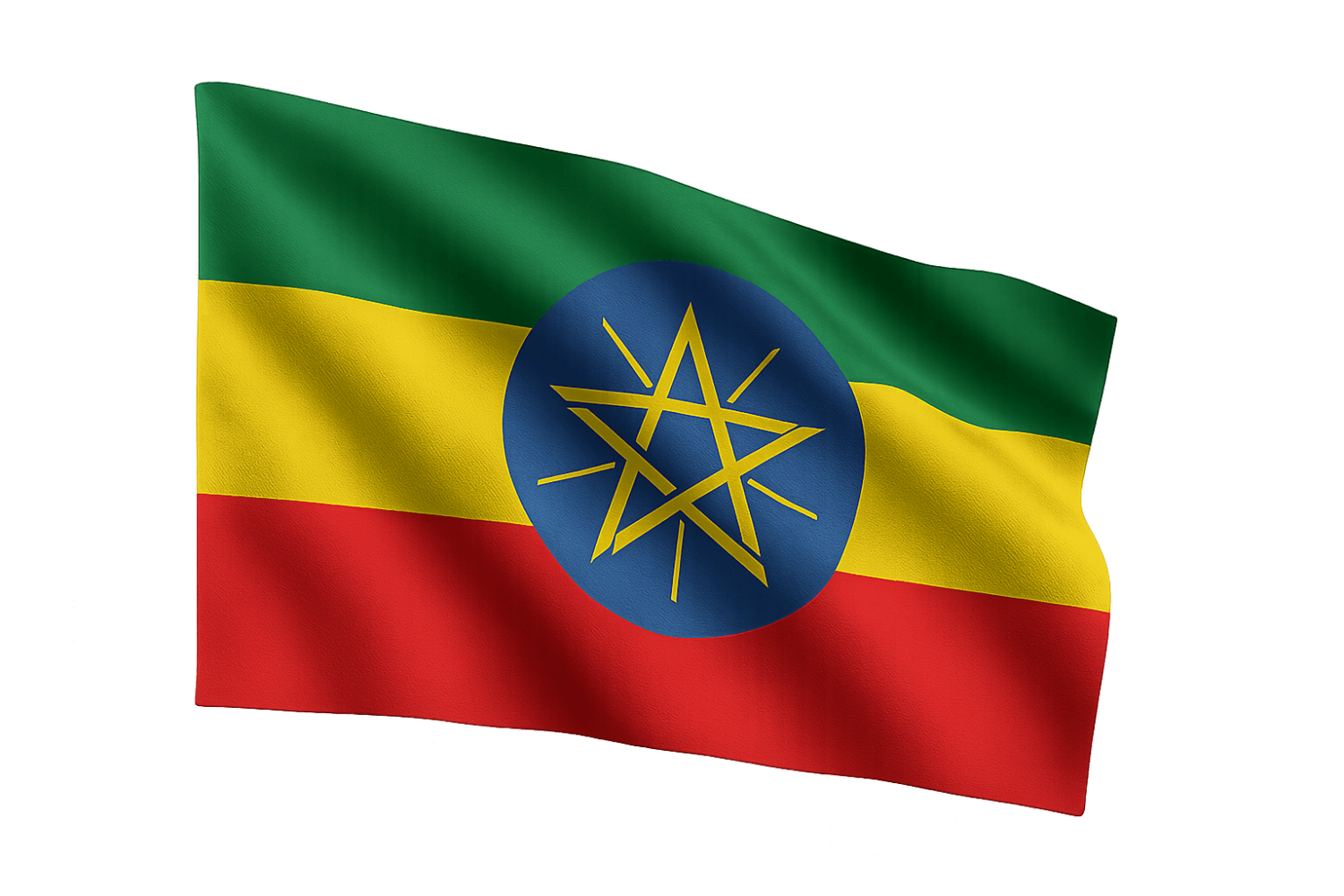 Waving National Flag of Ethiopia Transparent Background