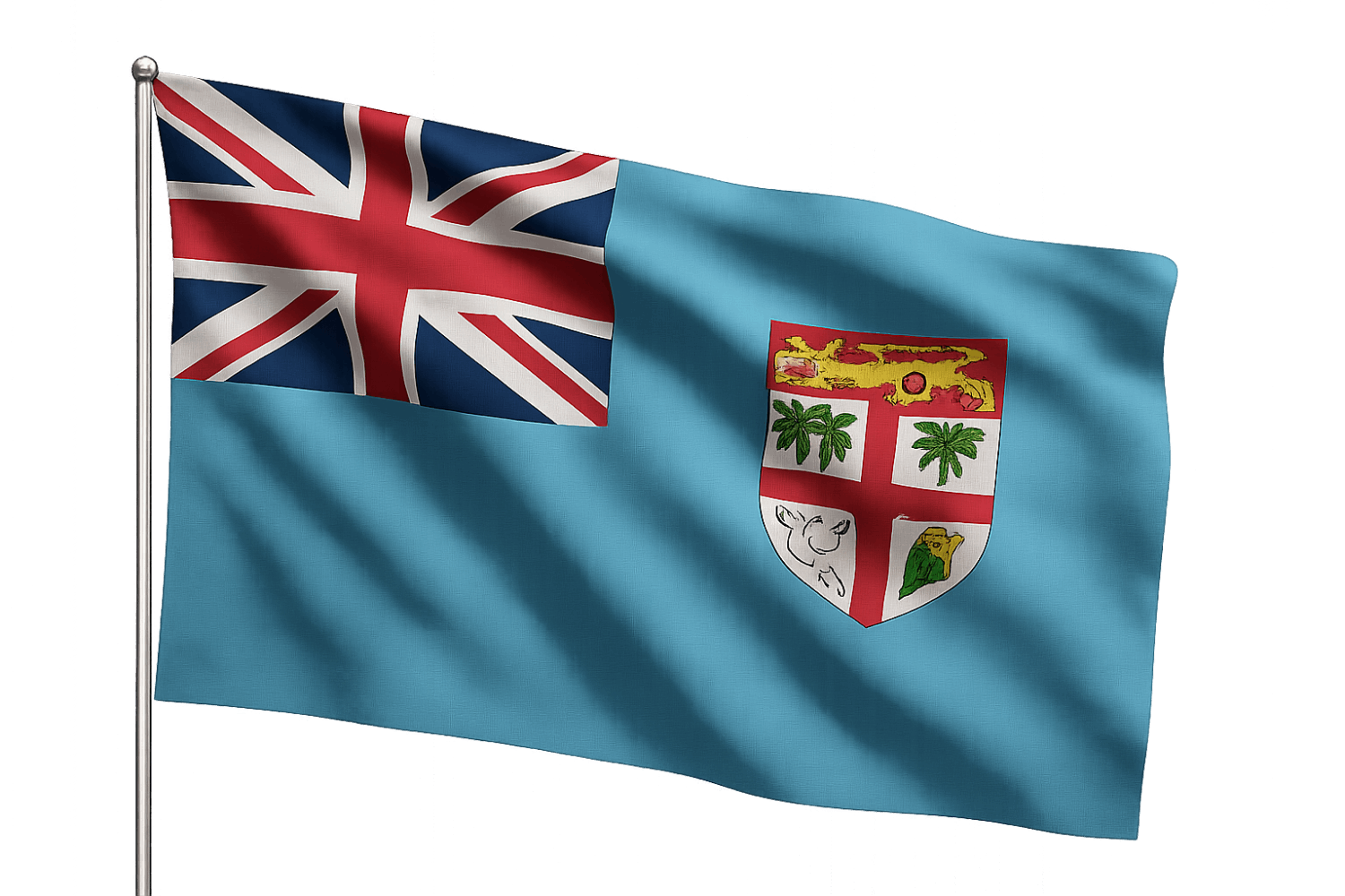 Waving National Flag of Fiji Transparent Background