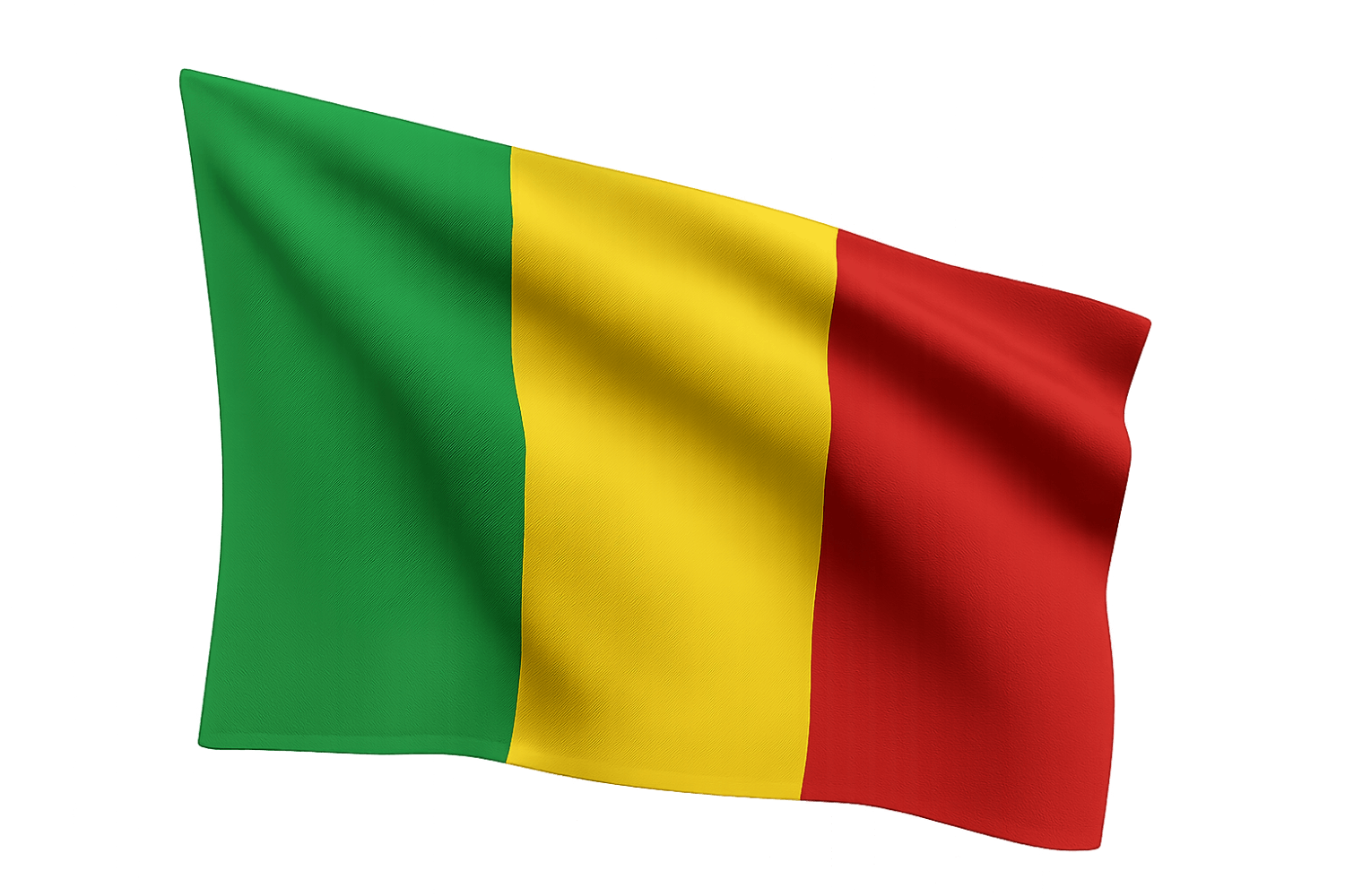 Waving National Flag of Mali, transparent background